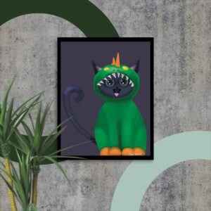 Dino Kitty 11x14 Poster Print